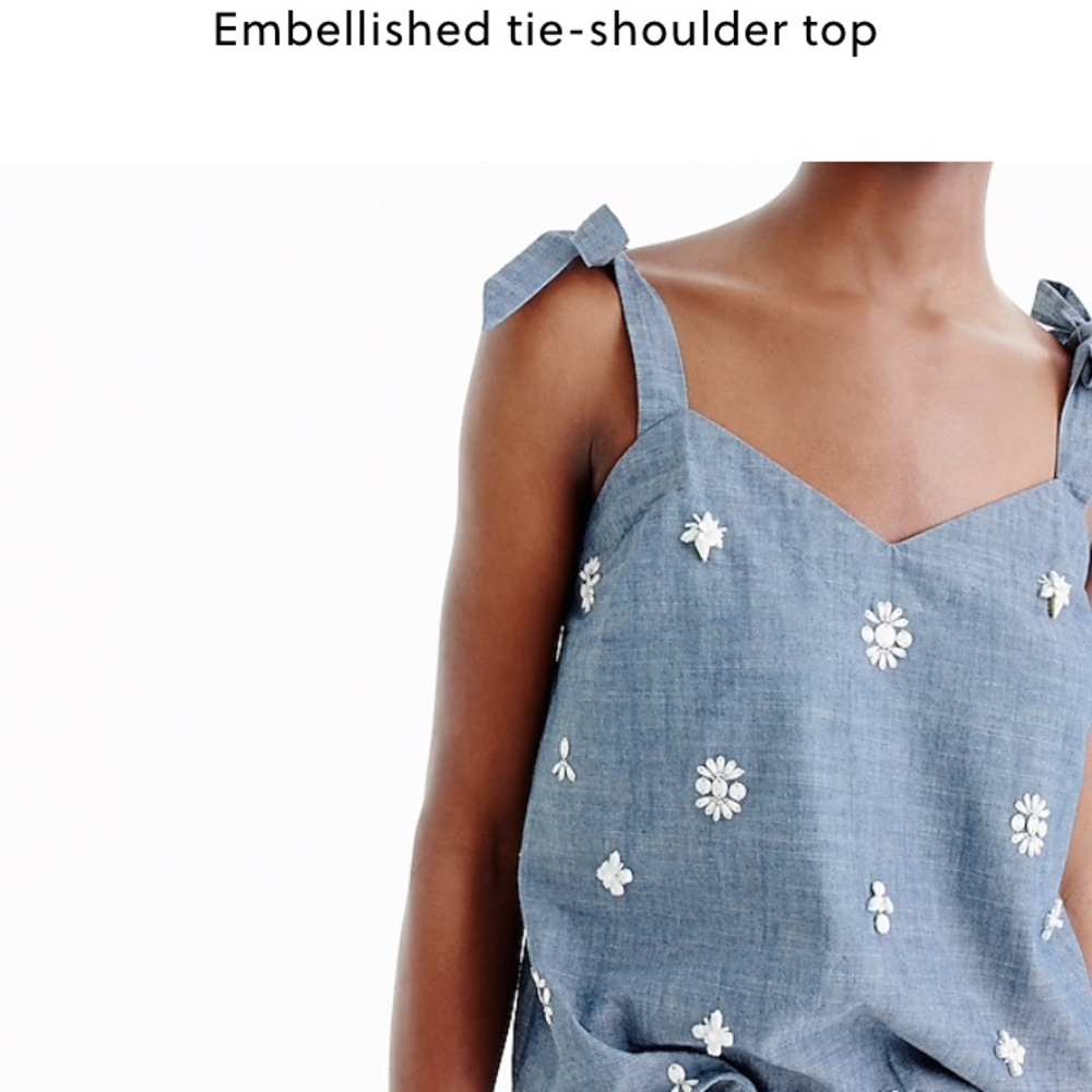 Jcrew embellished tie shoulder top